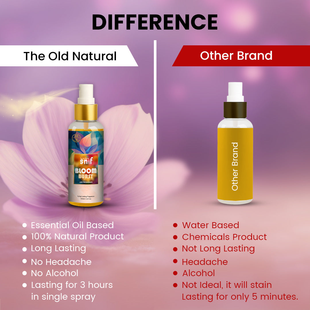 Snif Bloom Burst Air Freshener Spray 100ml | Long Lasting Essential Oil Based Room Freshener