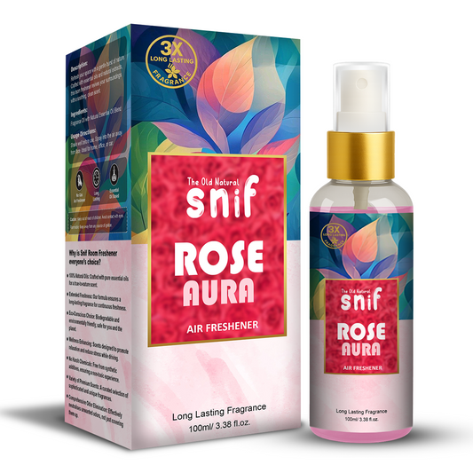 Snif Rose Aura Air Freshener Spray 100ml | Long Lasting Essential Oil Based Room Freshener