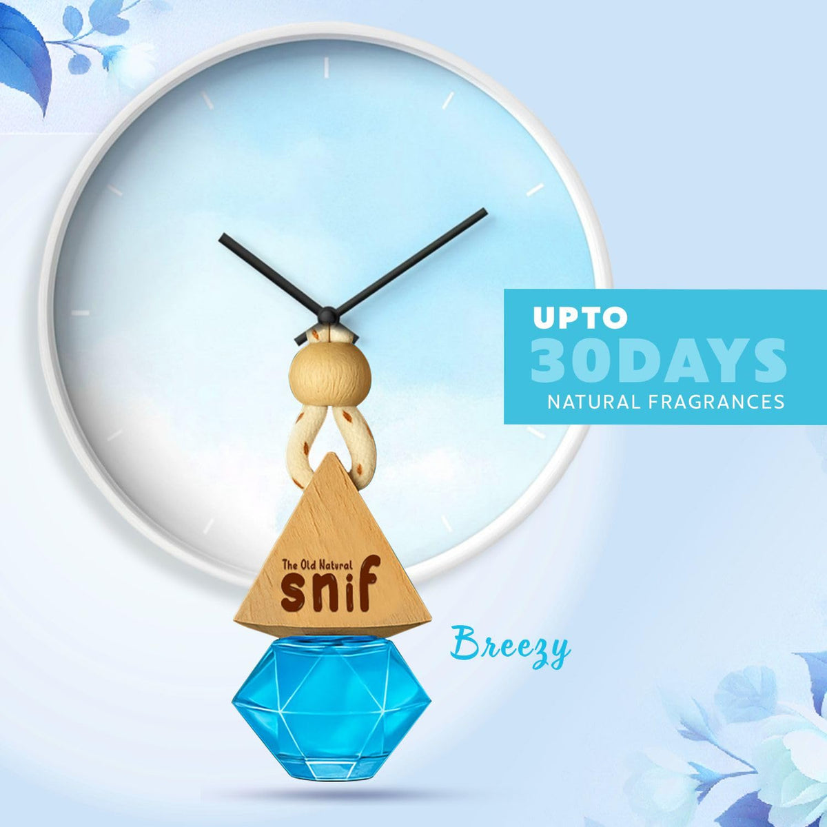 Snif Breezy Blue Hanging Pod Car Perfume with 15ml Refill | Long Lasting Car Fragrance