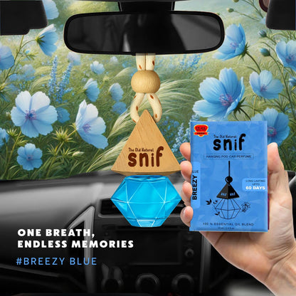 Snif Breezy Blue Hanging Pod Car Perfume with 15ml Refill | Long Lasting Car Fragrance