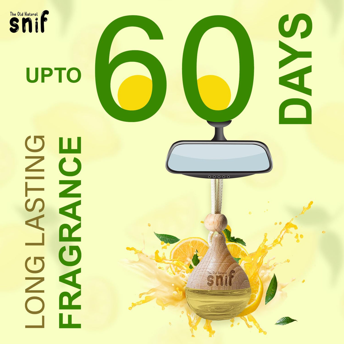 Snif Lemon Grass Hanging Pod Car Perfume 20ml with 15ml Refill | Fresh Car Fragrance