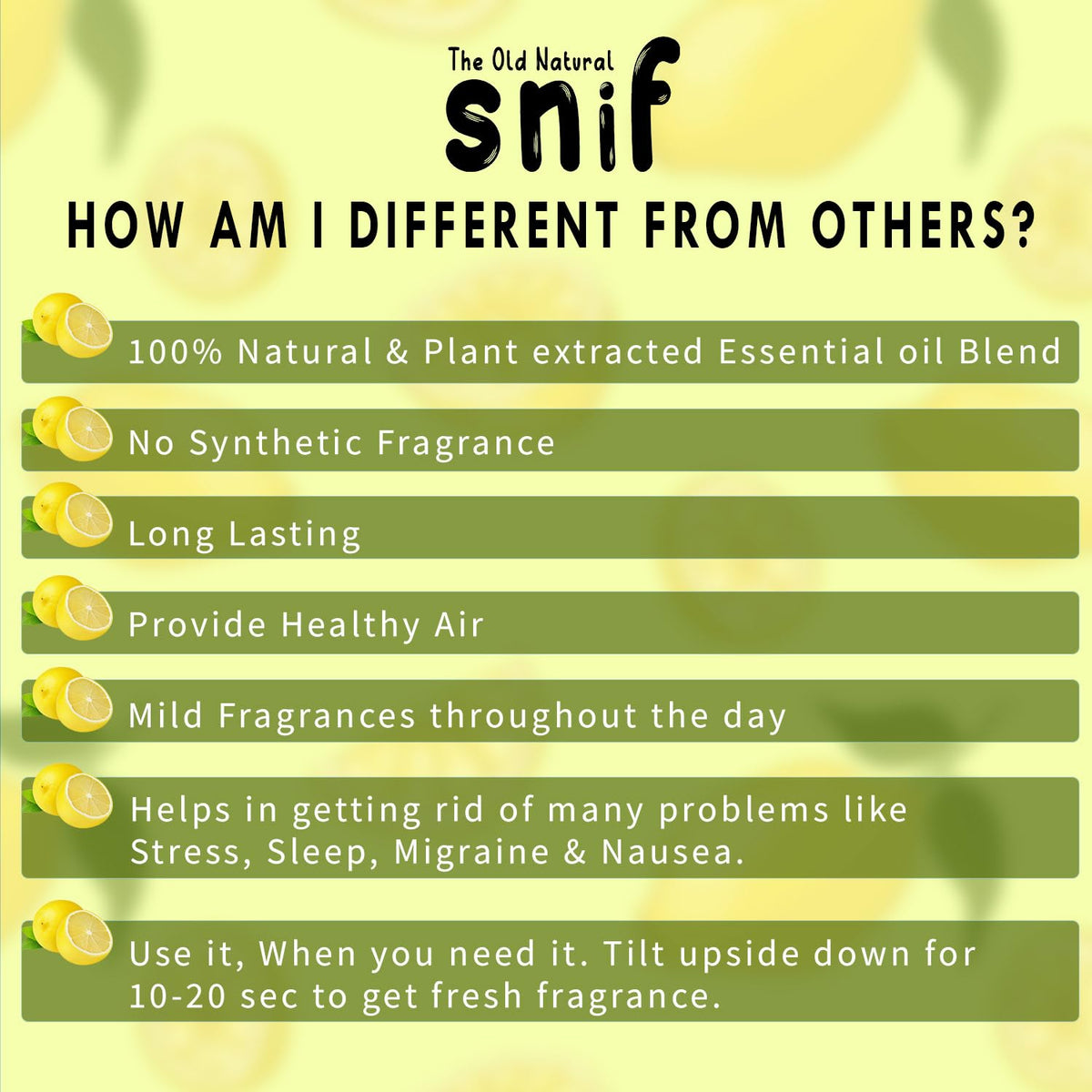 Snif Lemon Grass Hanging Pod Car Perfume 20ml with 15ml Refill | Fresh Car Fragrance