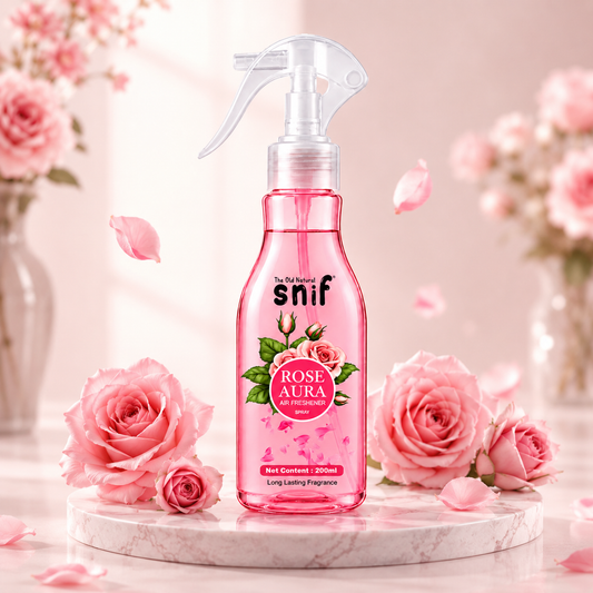 Snif Rose Aura Air Freshener Spray 200ml | Long Lasting Essential Oil Based Room Freshener