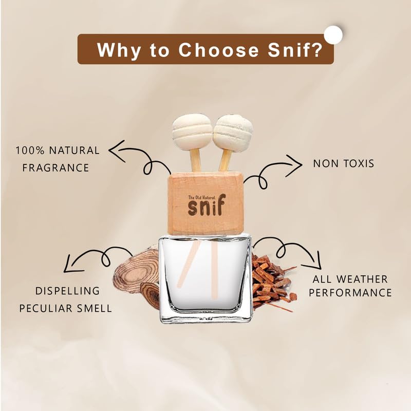 Snif White Oudh Car Vent Perfume 10ml | Premium Woody Car Air Freshener