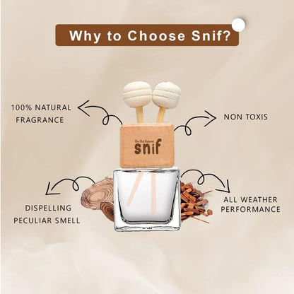 Snif White Oudh Car Vent Perfume 10ml | Premium Woody Car Air Freshener