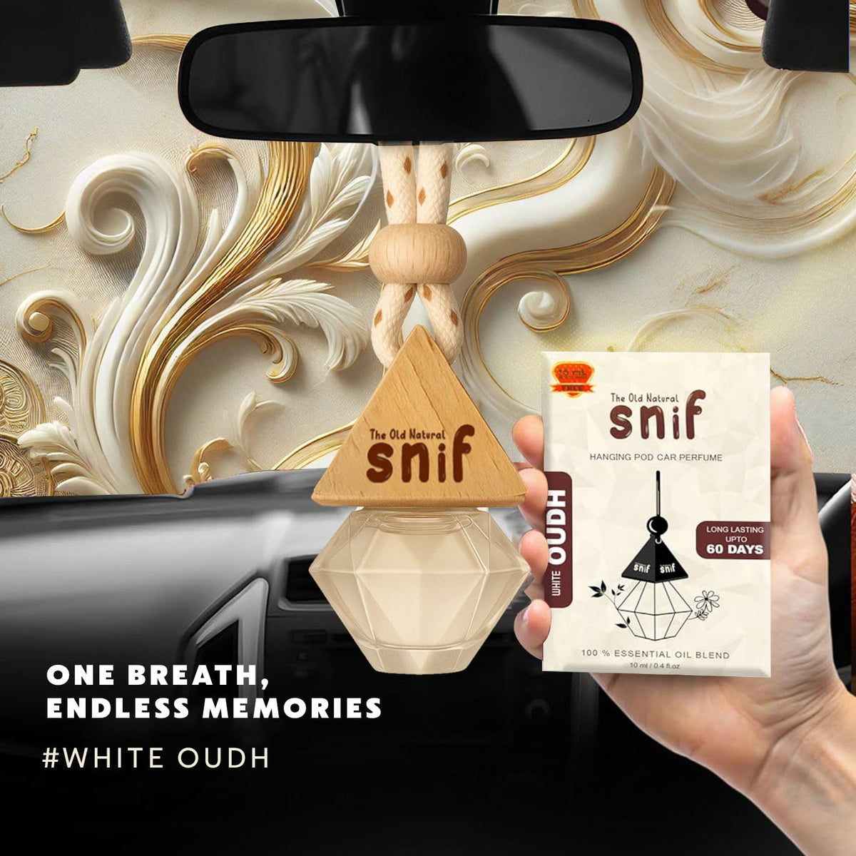White Oudh Hanging Pod Car Perfume