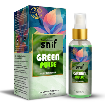 Snif Green Pulse Air Freshener Spray 100ml | Long Lasting Essential Oil Based Room Freshener