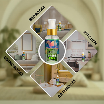 Snif Green Pulse Air Freshener Spray 100ml | Long Lasting Essential Oil Based Room Freshener