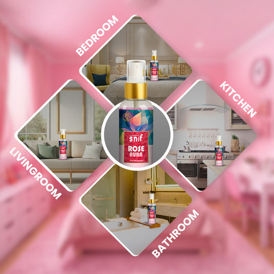 Snif Rose Aura Air Freshener Spray 100ml | Long Lasting Essential Oil Based Room Freshener
