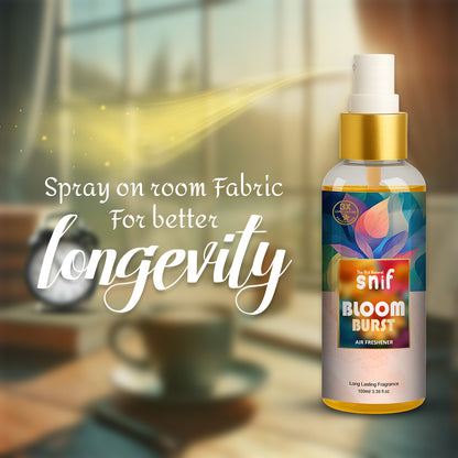 Snif Bloom Burst Air Freshener Spray 100ml | Long Lasting Essential Oil Based Room Freshener