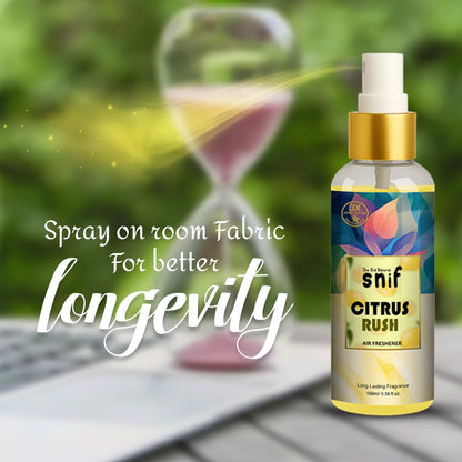 Snif Citrus Rush Air Freshener Spray 100ml | Long Lasting Essential Oil Based Room Freshener