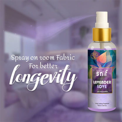 Snif Lavender Love Air Freshener Spray 100ml | Long Lasting Essential Oil Based Room Freshener