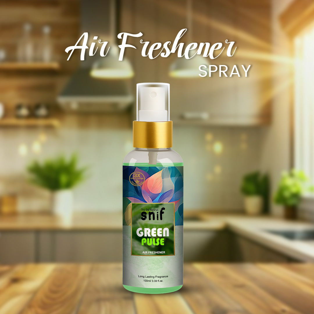 Snif Green Pulse Air Freshener Spray 100ml | Long Lasting Essential Oil Based Room Freshener