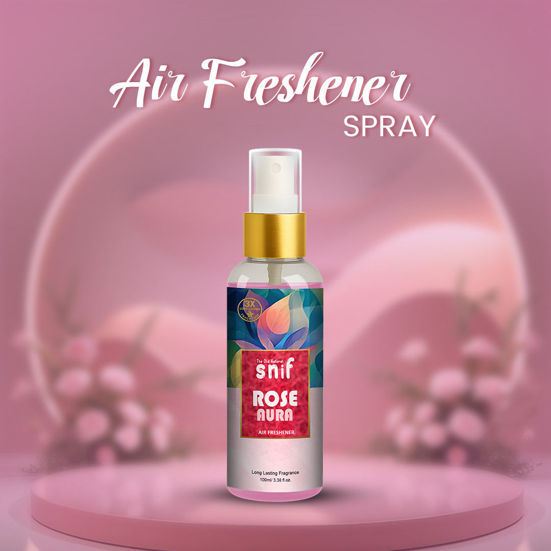 Snif Rose Aura Air Freshener Spray 100ml | Long Lasting Essential Oil Based Room Freshener