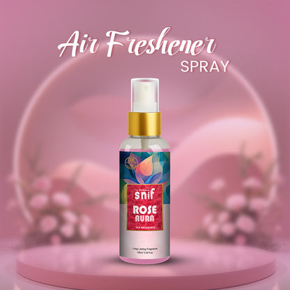Snif Rose Aura Air Freshener Spray 100ml | Long Lasting Essential Oil Based Room Freshener