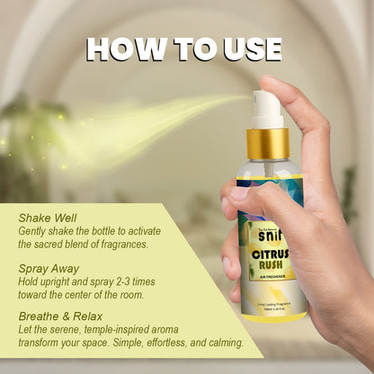Snif Citrus Rush Air Freshener Spray 100ml | Long Lasting Essential Oil Based Room Freshener