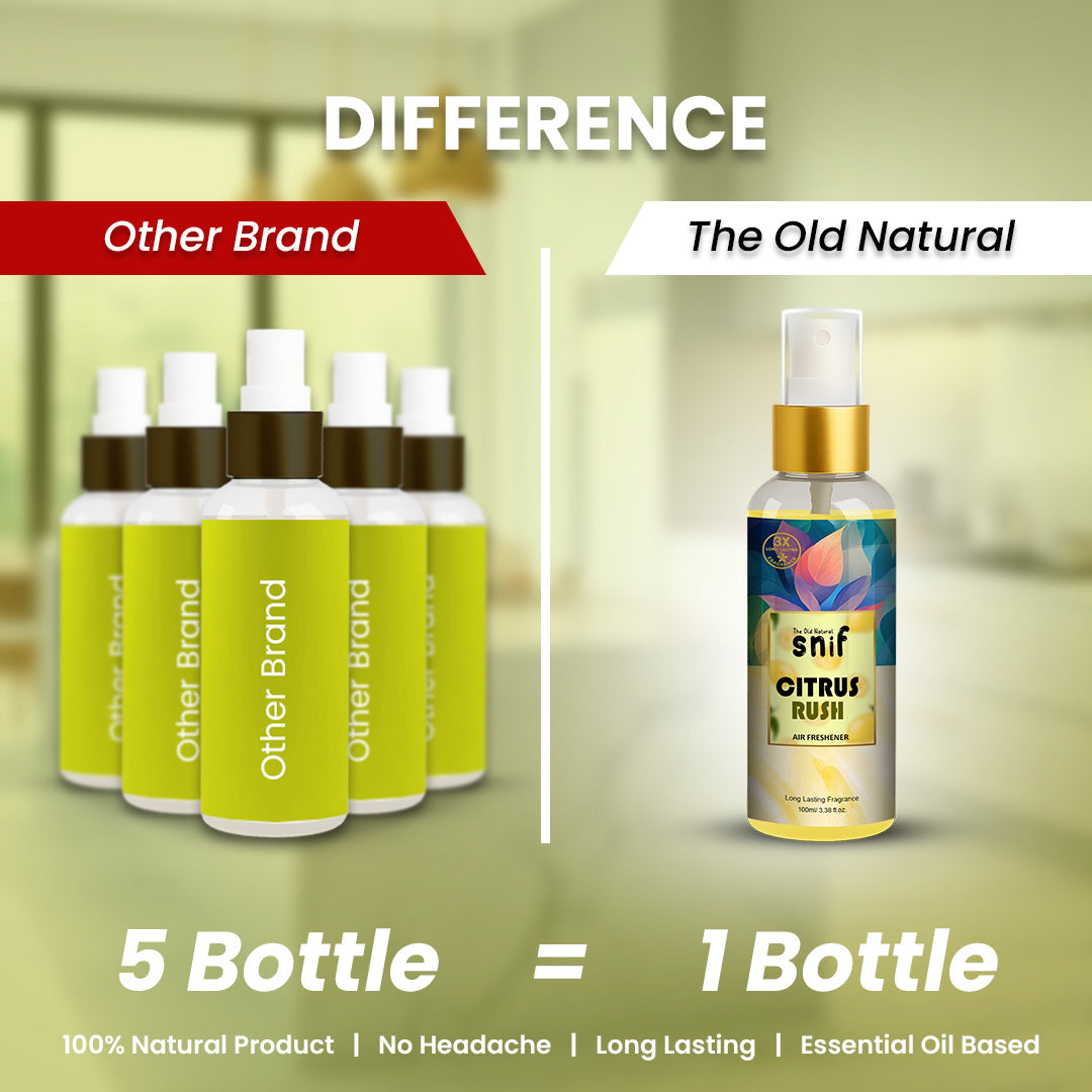 Snif Citrus Rush Air Freshener Spray 100ml | Long Lasting Essential Oil Based Room Freshener