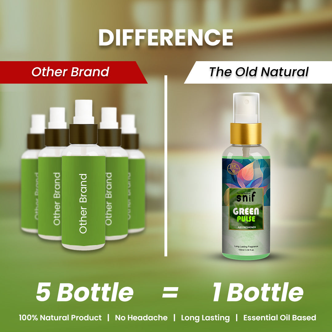 Snif Green Pulse Air Freshener Spray 100ml | Long Lasting Essential Oil Based Room Freshener